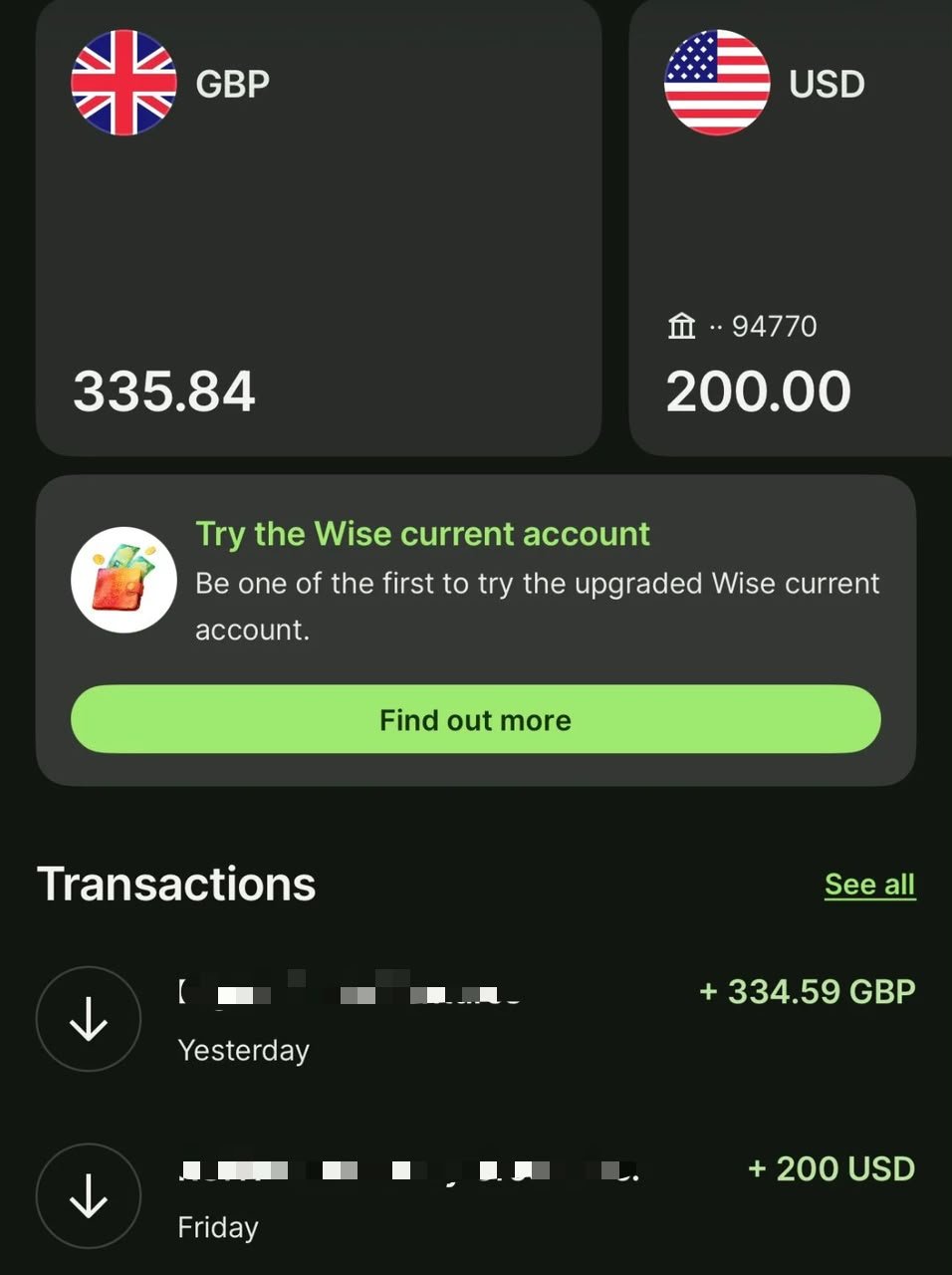 Client payment screenshot