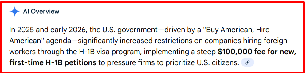 Search result overview on increased US restrictions on hiring foreign workers through the H-1B visa program