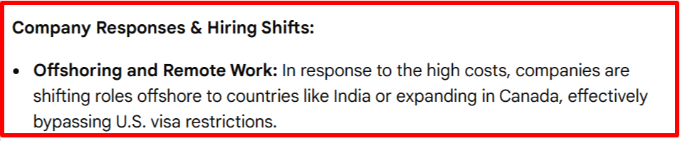 Company responses and hiring shifts: offshoring and remote work in response to high visa costs